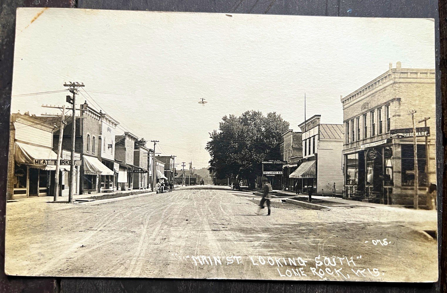 Vintage Main St Looking South Lone Rock WI RPPC Real Photo Postcard Divided Back