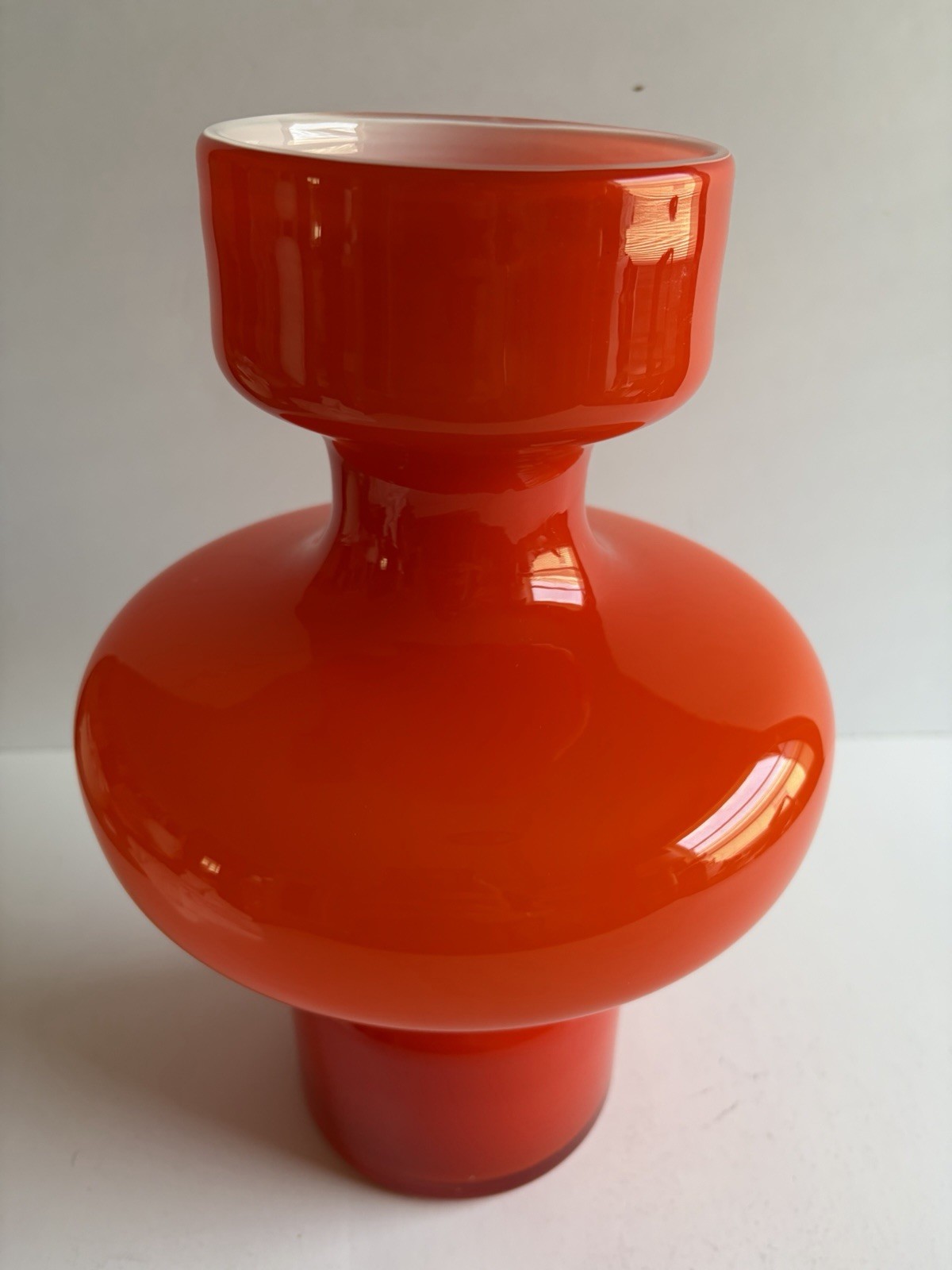 West Elm Holmegaard Kastrup Midcentury Modern Orange Hooped Glass Vase Scandinav