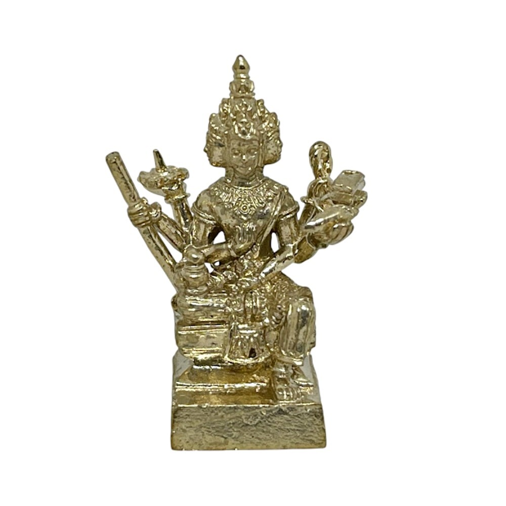 Lord Brahma Four-Faced God Trimurti Creator Hindu Amulet Mini Brass Idol #1