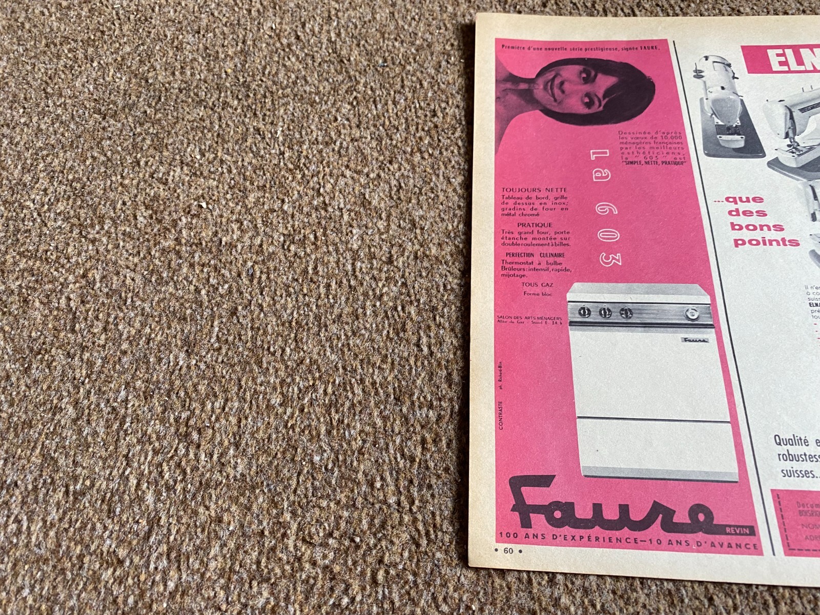 VBK37 1960\'S FRENCH ADVERT 11X4 ELNA SEWING MACHINE