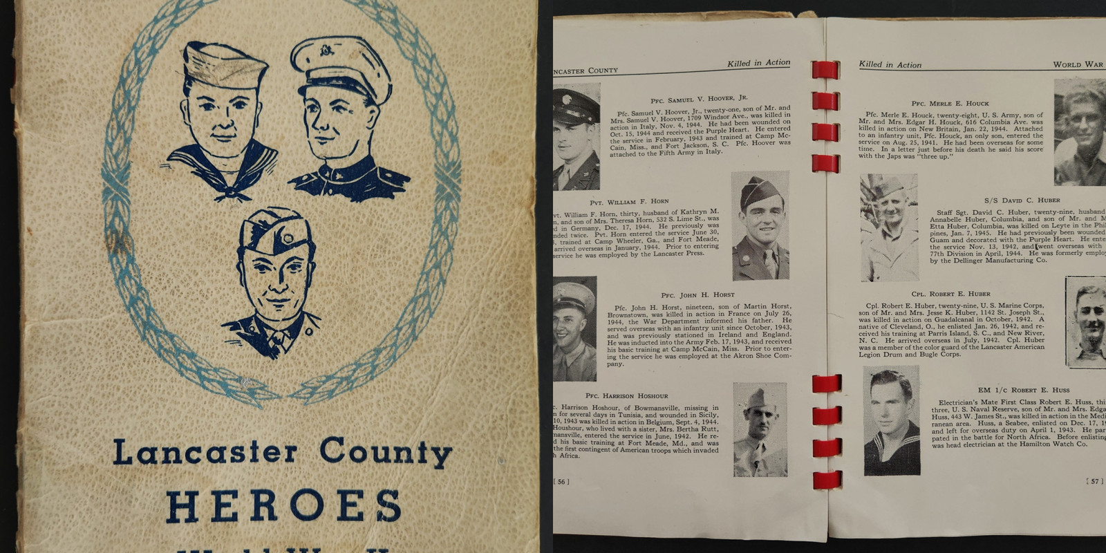 vintage WWII lancaster co pa SOLDIER HEROES info photos kia pow wounded employ