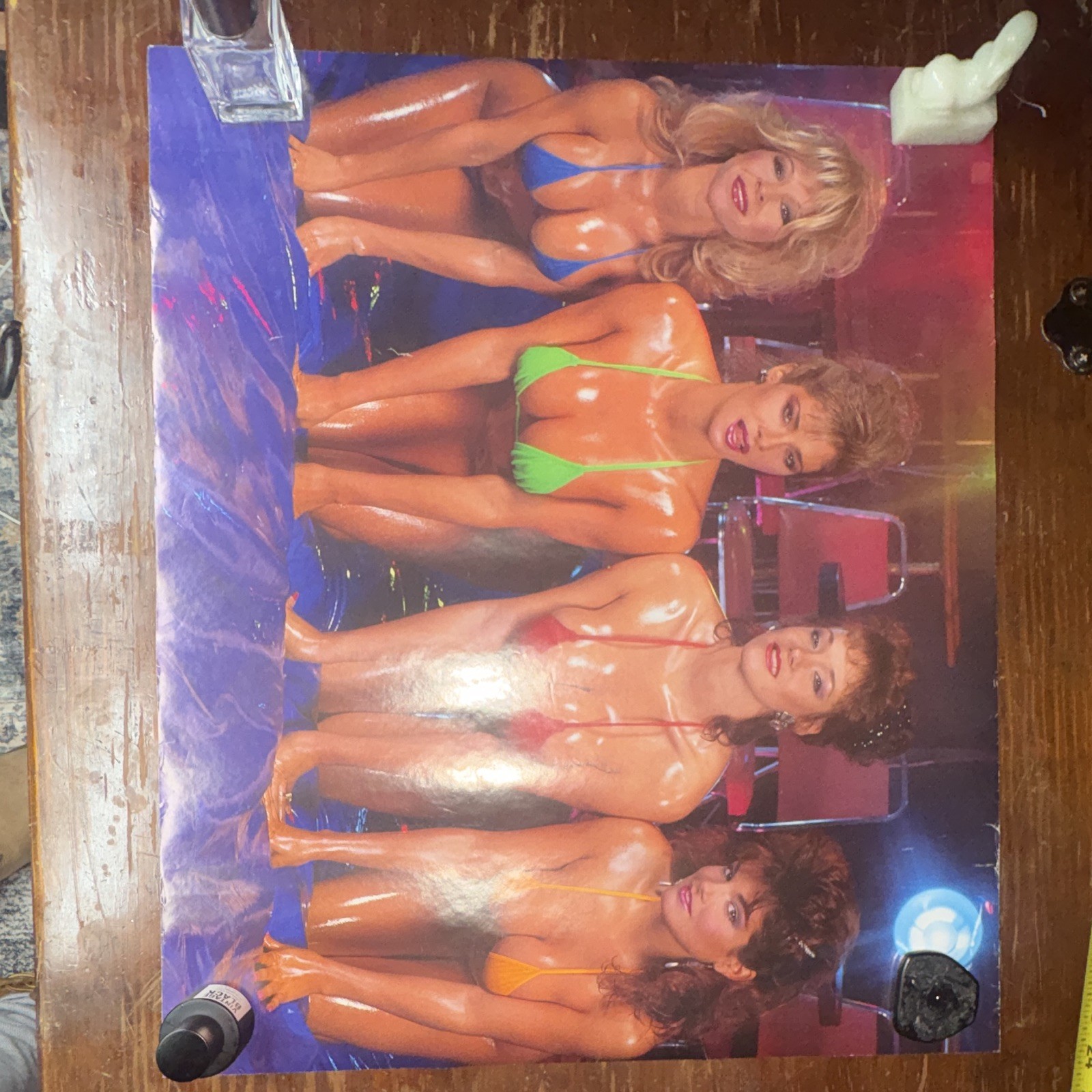 Vintage Bikini Girls Poolside Pinup Poster 21.5x18 Colorful Swimwear Glamour