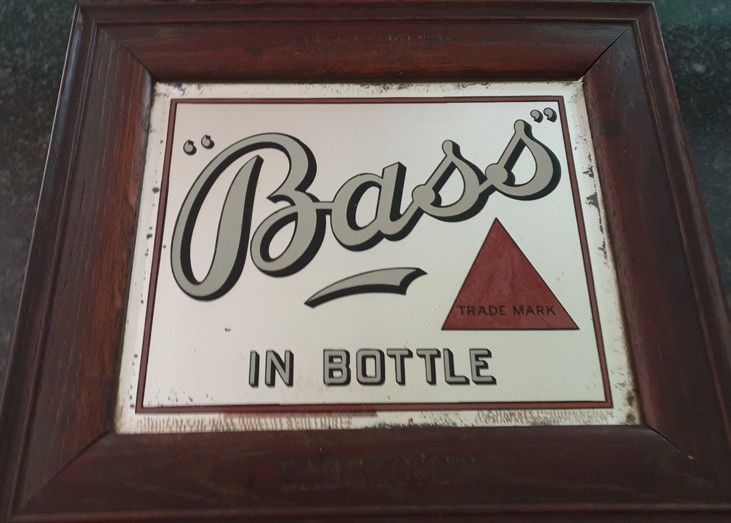 VERY RARE ANTIQUE BASS & CO ADVERTISING PUB MIRROR Circa 1900