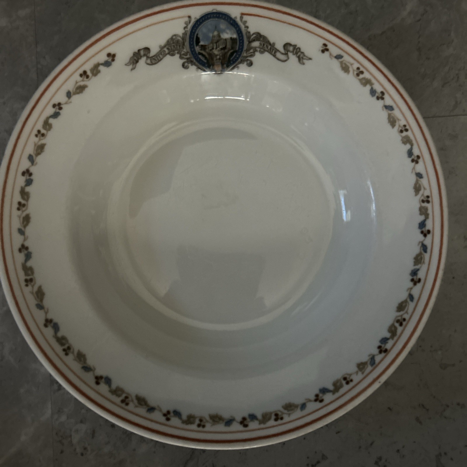 United States Senate Bowl 9” Restaurantware Stern Co. Trenton China RARE Vintage