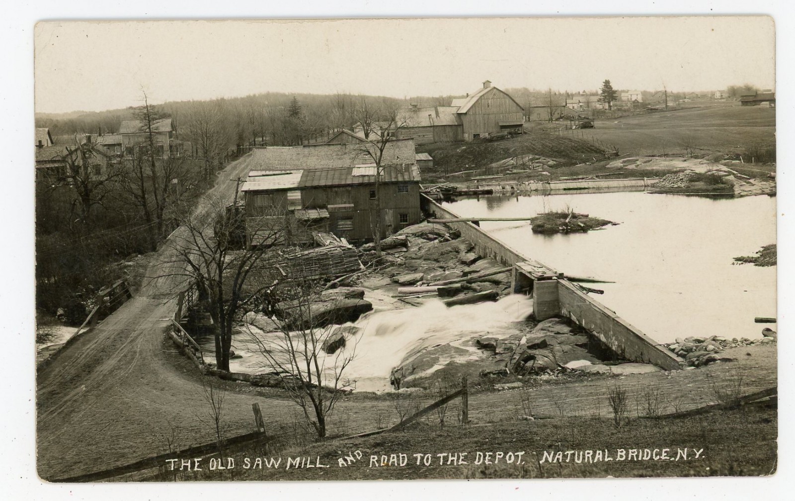 RPPC NY Natural Bridge the Old Sawmill and Road to the Depot (Beach Photo) Jeff