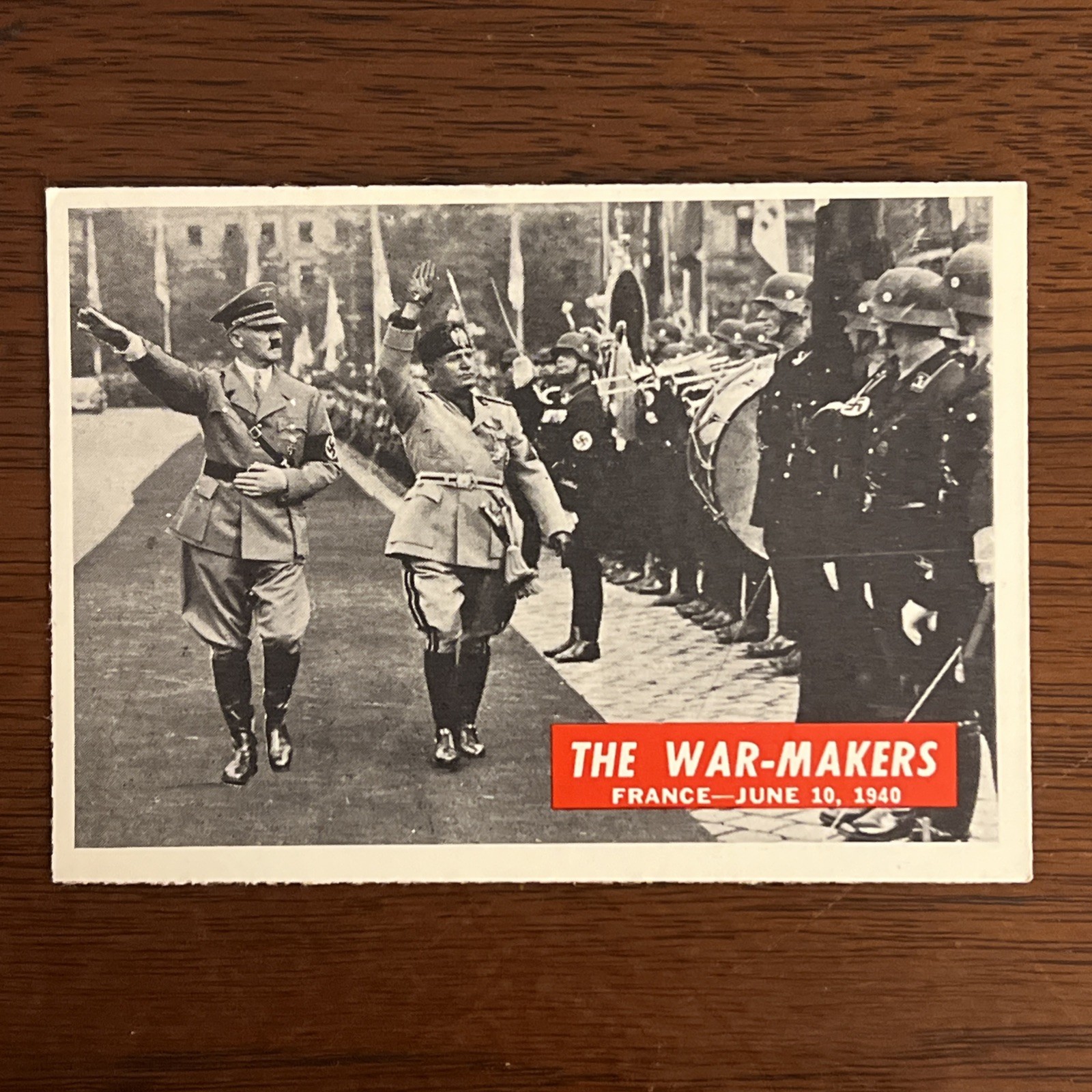 1965 Philadelphia Gum War Bulletin Card #6 Adolf Hitler & Benito Mussolini EXMT
