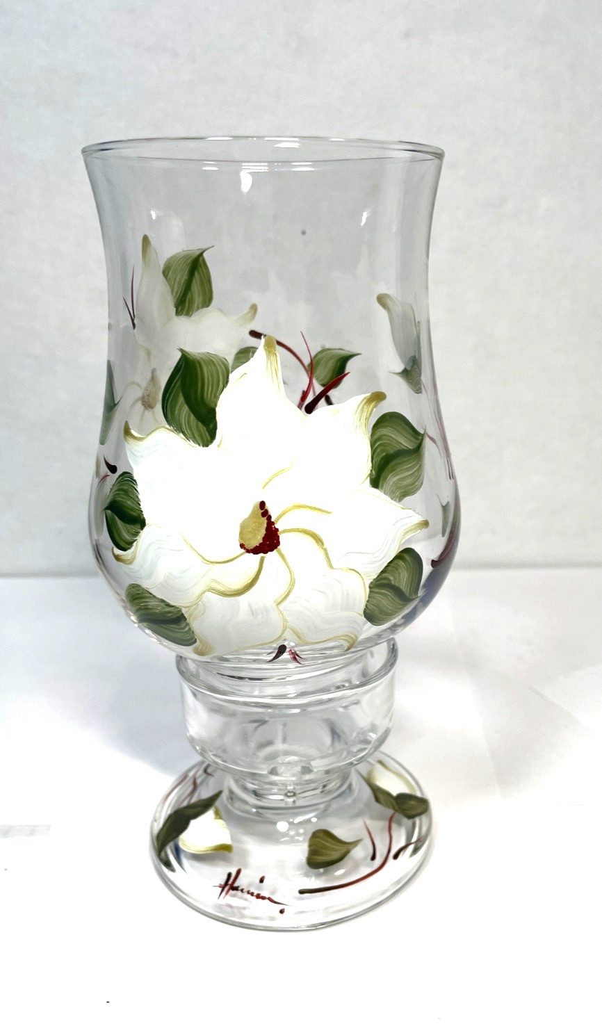 VTG Hand-Painted Floral Fairy Lamp Signed  8\