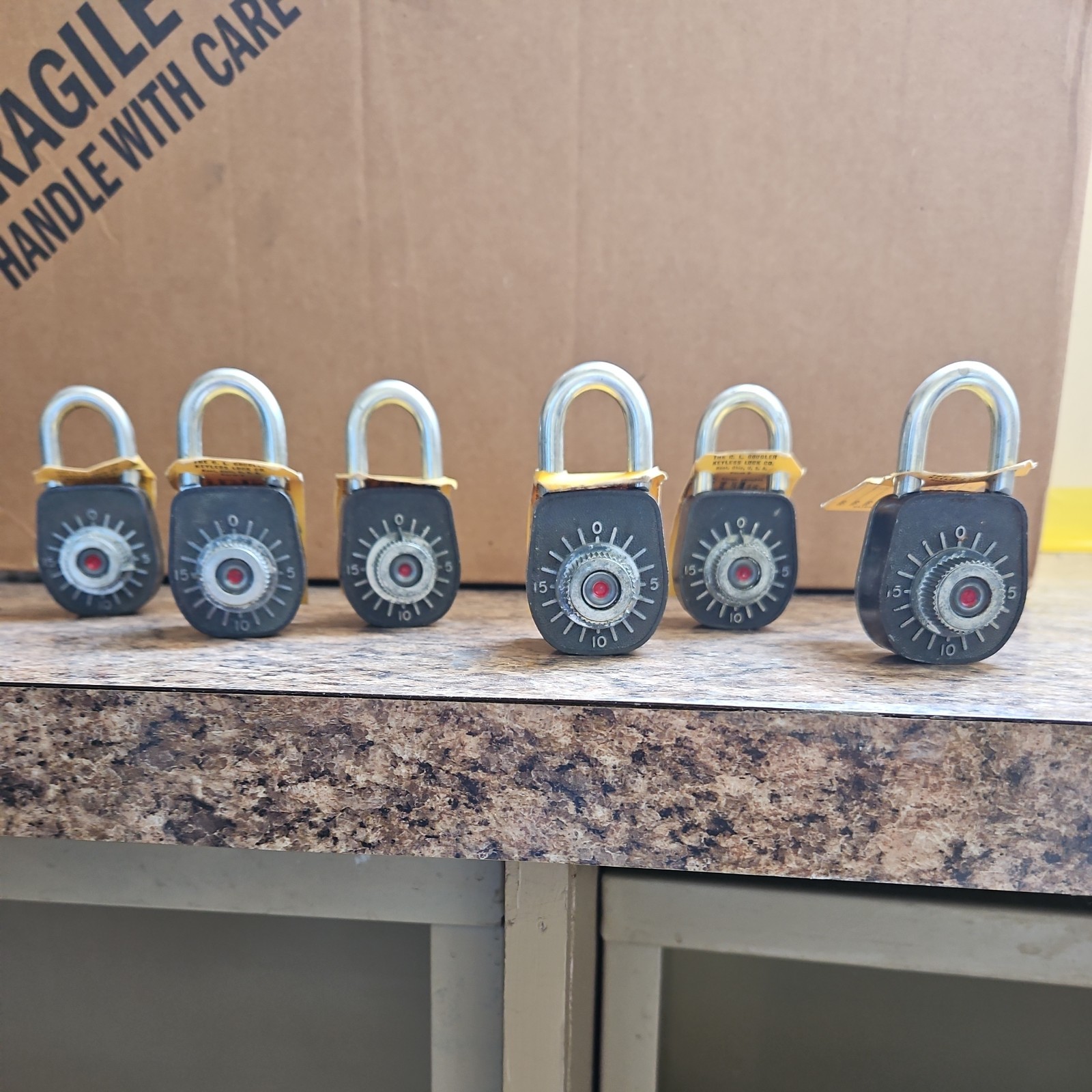 (6) NOS Vintage Gougler Lock  Keyless Combination Locks with Combinations & Box