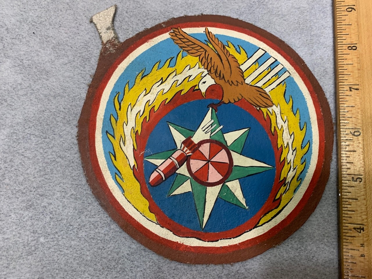 Original WWII US AAF, 773rd Bomb Squadron Patch, 5 1/2 Inches, Painted On Canvas