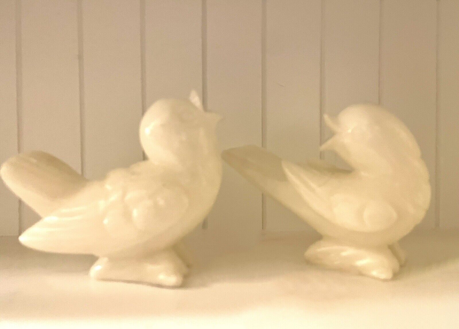 Pair of Vintage Soapstone Doves | Pure White | Birdies