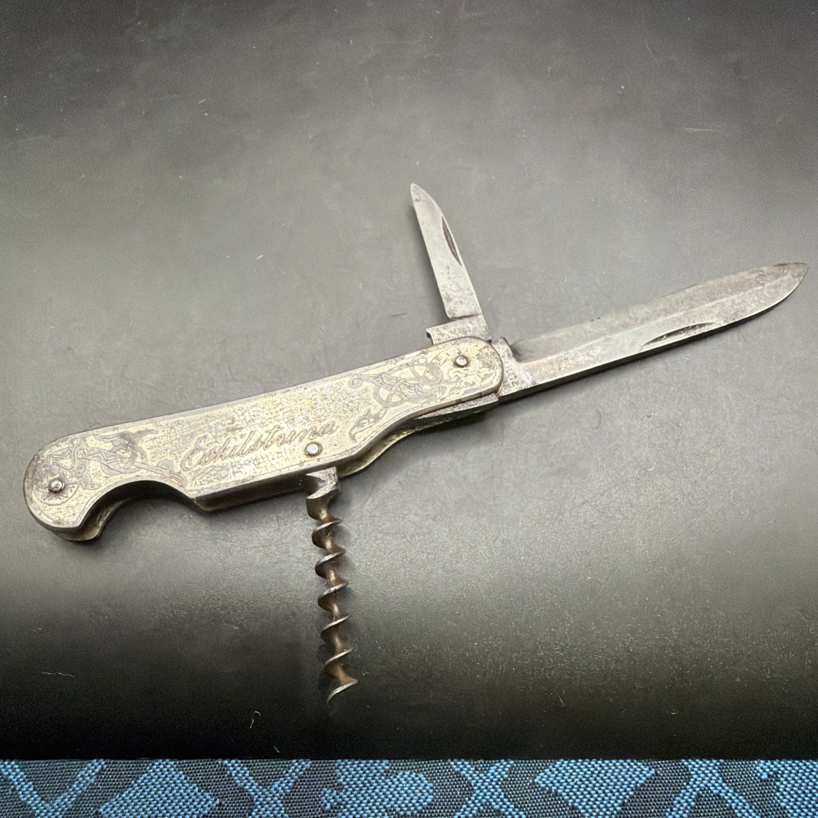 Antique JA Eilitz Eskilstuna Sweden 1880s Corkscrew Folding Bar Pocket Knife