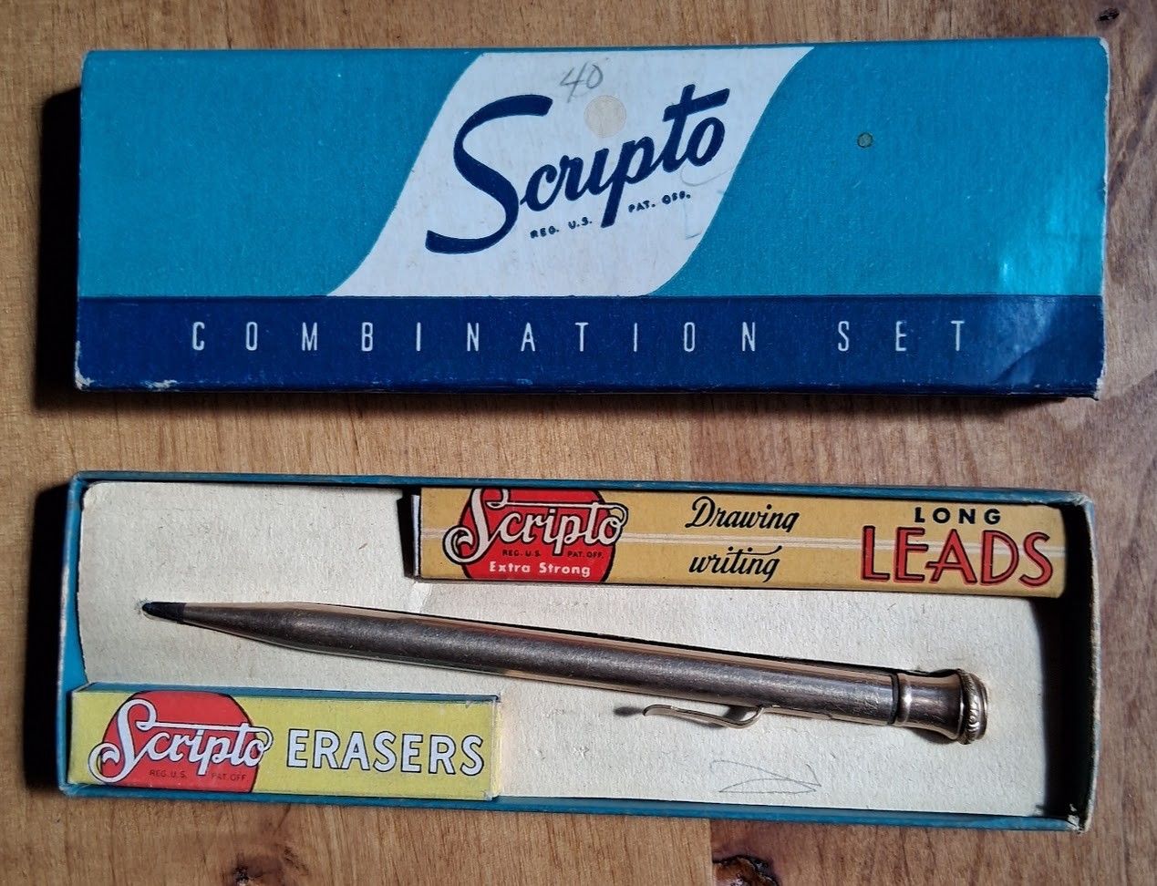 Vintage Mismatched Franken Set: Wahl Eversharp Pencil & Scripto No 40 Box Leads