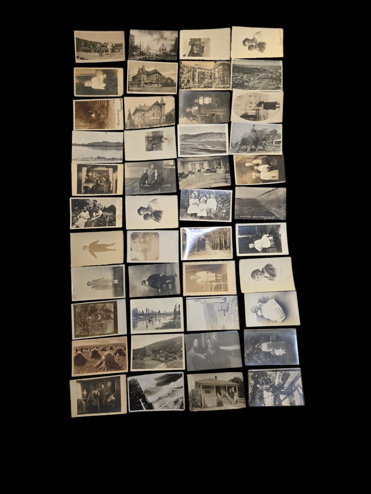 LOT OF 44  VINTAGE  REAL PHOTO RPPC POSTCARDS PEOPLE ANIMALS  PLACES 1906-1950