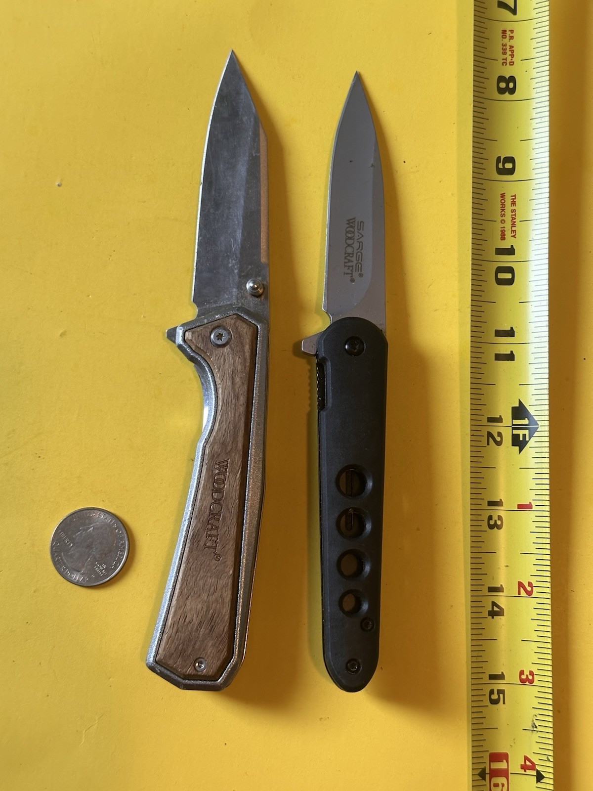 Lot Of 2 Woodcraft Wood Handles Stainless EDC Pocket Knife: One Is Sarge. Nice
