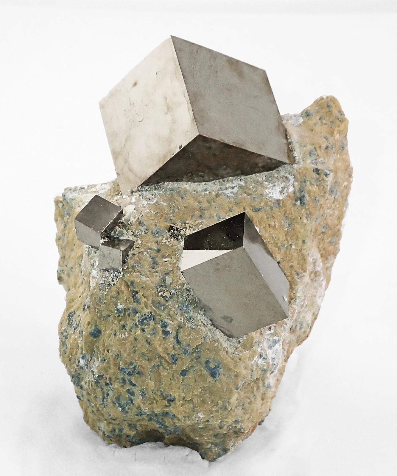 Multiple Pyrite Cubic Crystals Together on Natural Marl Matrix, Rioja Spain