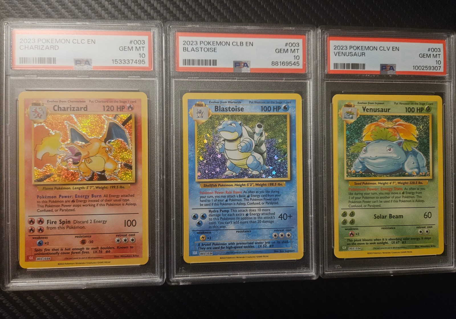 Charizard Blastoise Venusaur Pokemon Classic Trio Set PSA 10 003/034