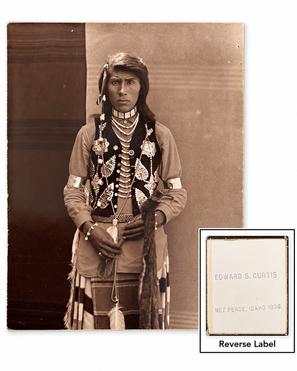 Edward H. Latham Nez Perce Man 1906 Photo – Misattributed Edward S. Curtis 14x11