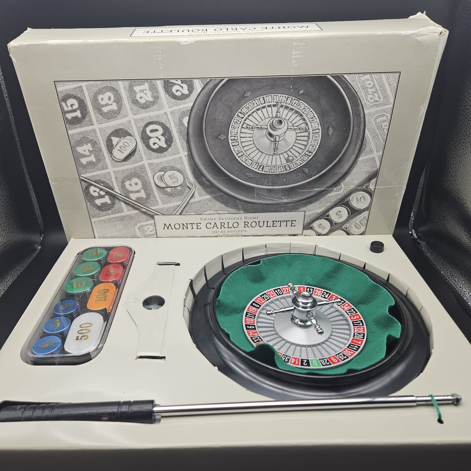 Casino Roulette Wheel Game Restoration Hardware New Open Box COMPLETE 