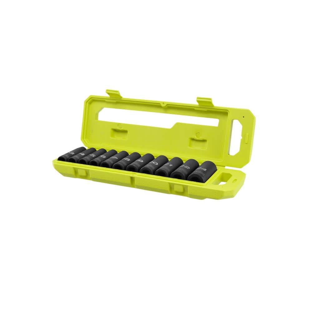 RYOBI 1/2 in Metric Deep Impact Socket Set (11-Piece)
