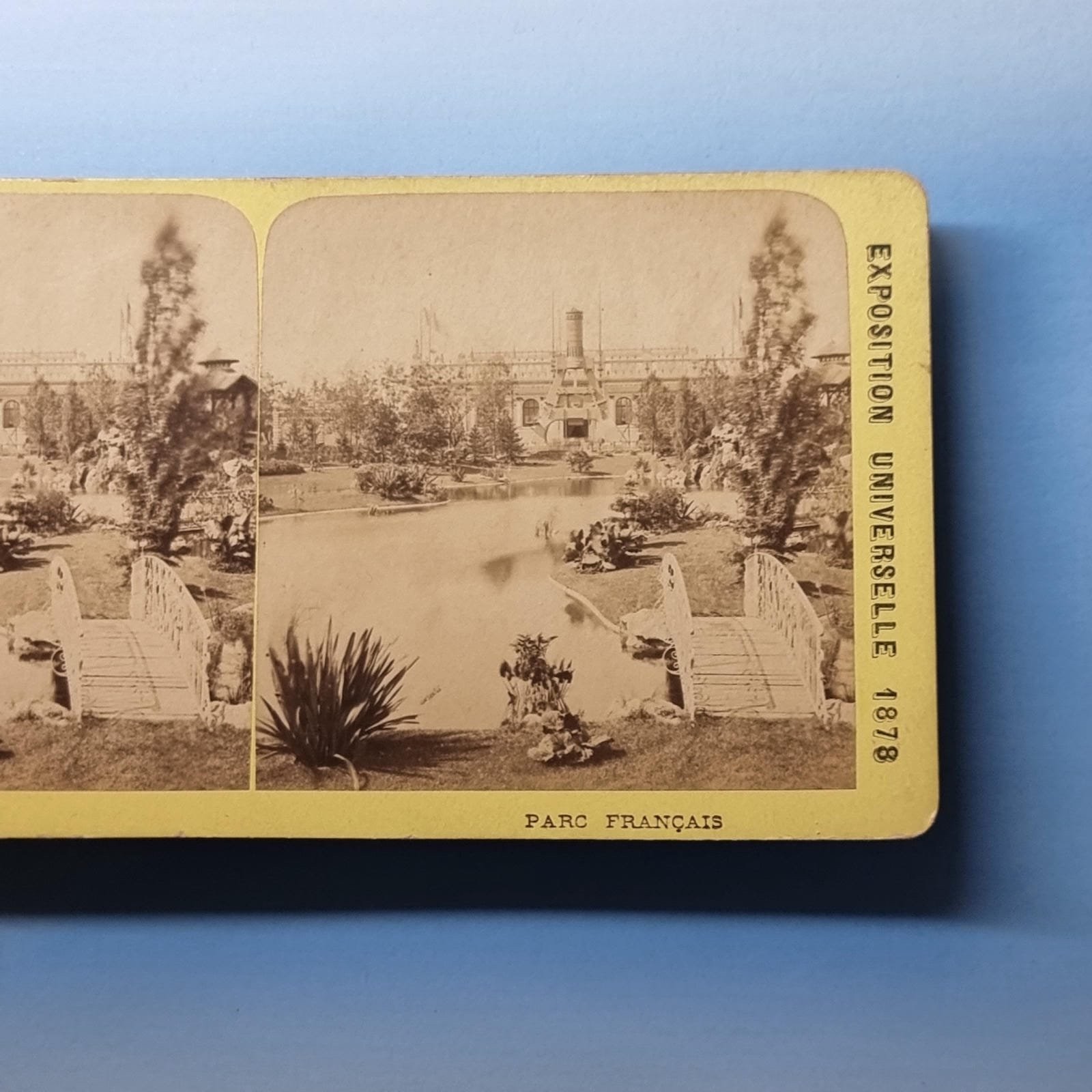 Great Exhibition Stereoview C1878 Real Photo France Parc Francais Lake Bridge