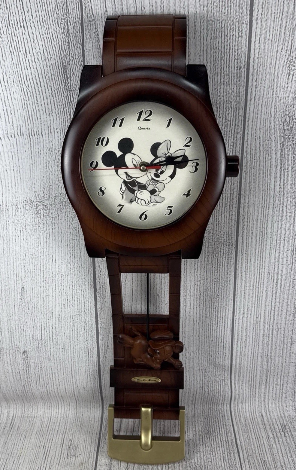 Vtg Disney Mickey & Minnie Mouse Watch Clock w Pendulum - Original Box - Tested