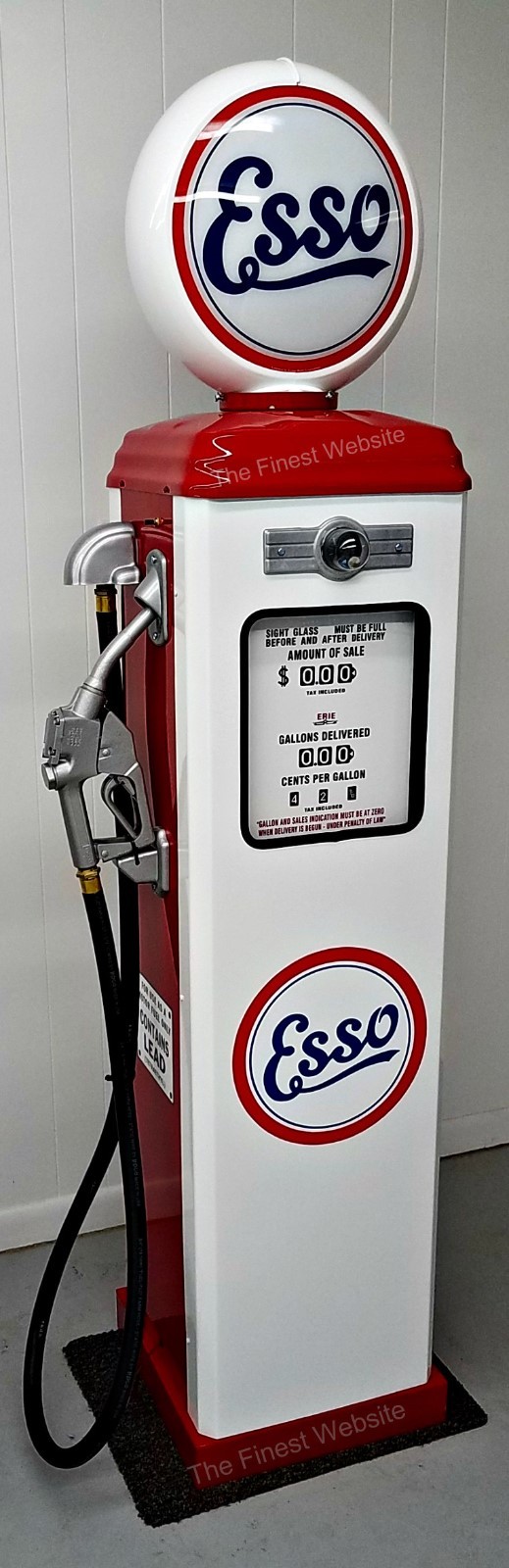 NEW REPLICA ESSO GAS PUMP - ANTIQUE OIL  REPRODUCTION (WHITE & RED) - *