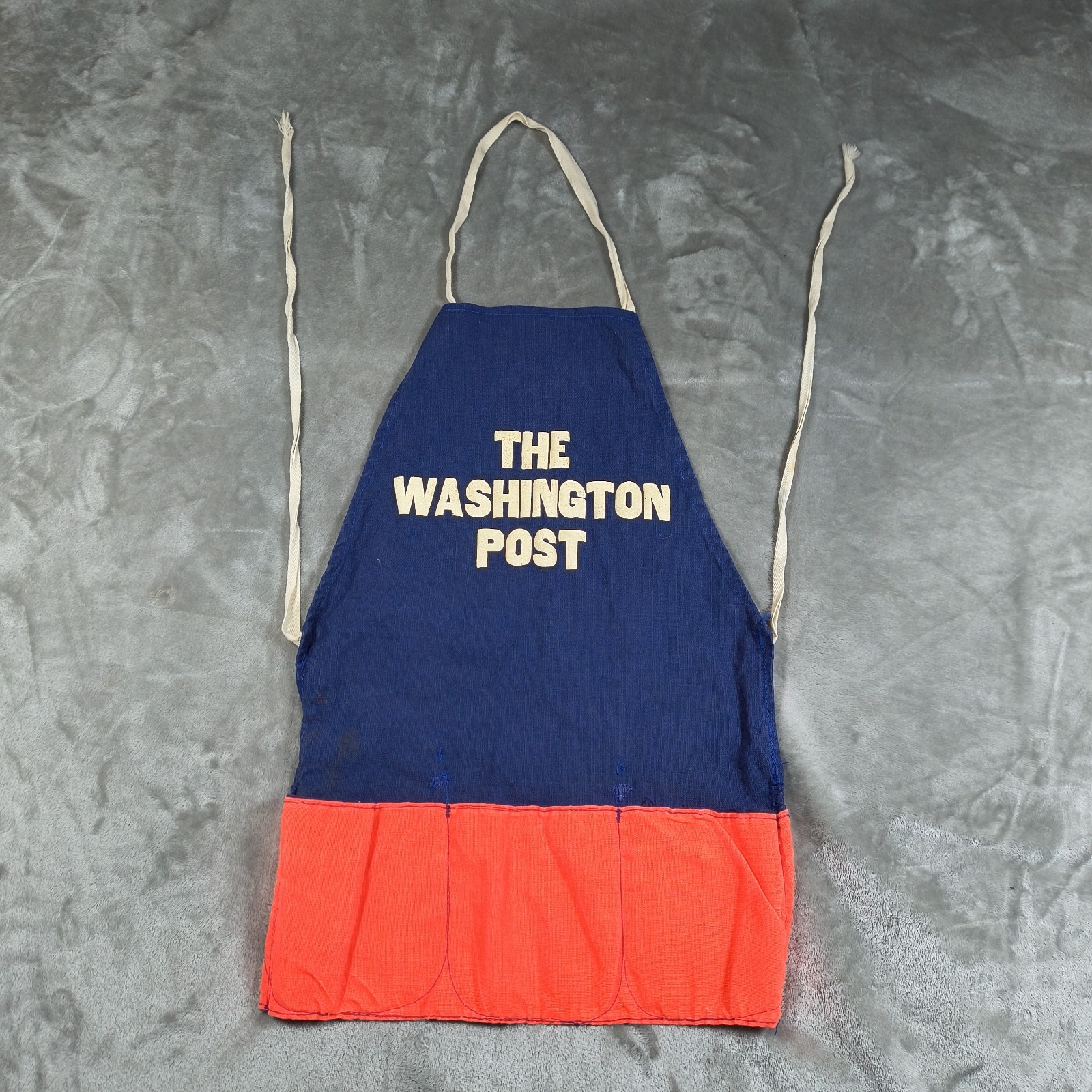 Vintage Washington Post Newspaper Street Vendor Apron Blue Orange Pockets 1960s