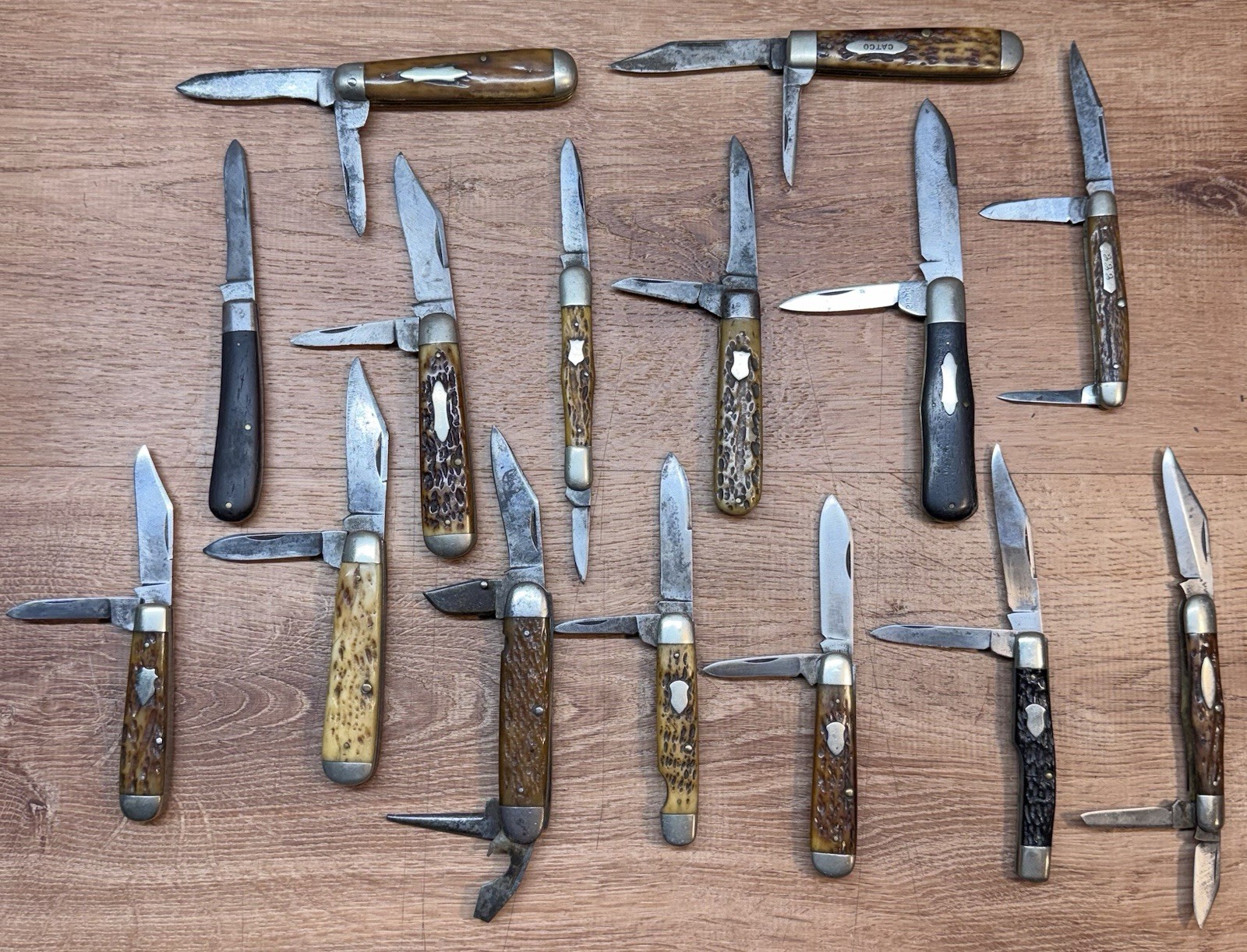 15 Cattarargus Pocket Knives-read For Restoring-parts Or Display- As-is-read