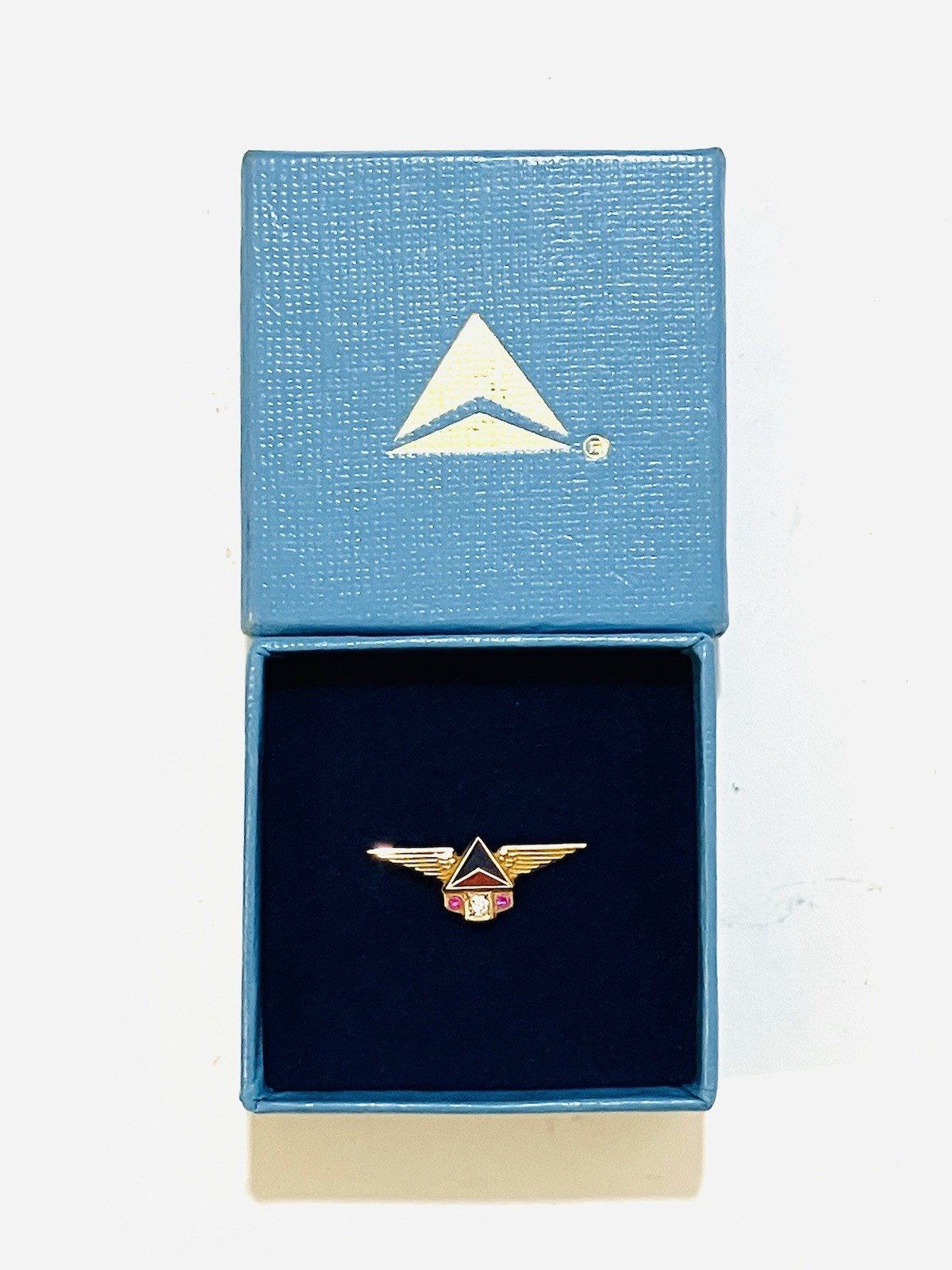 Vintage 1970\'s Delta Airlines 25 Year Pin 10k 1/10 GF With Diamond & Rubies