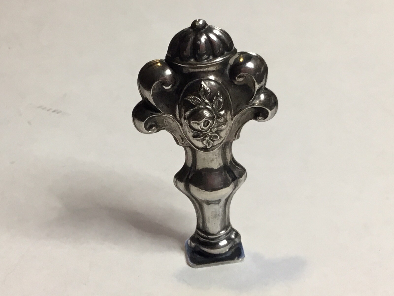 Antique Sterling Silver Repousse Wax Seal Stamp Ornate Floral Rose Monogrammed