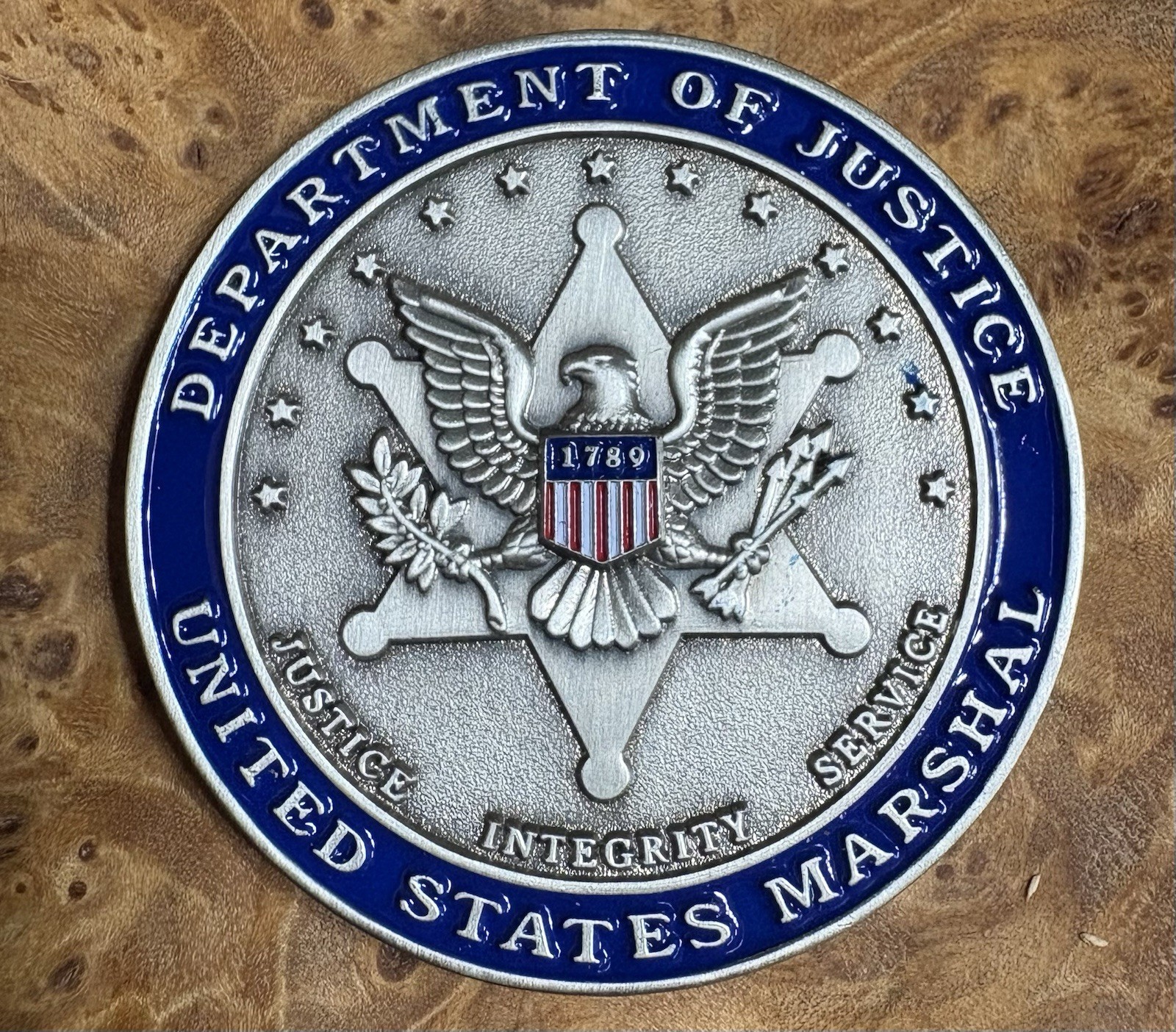 Collector Coin U.S. Marshall Baker to Vegas 1.75” NWOT Pewter Enamel See Photos