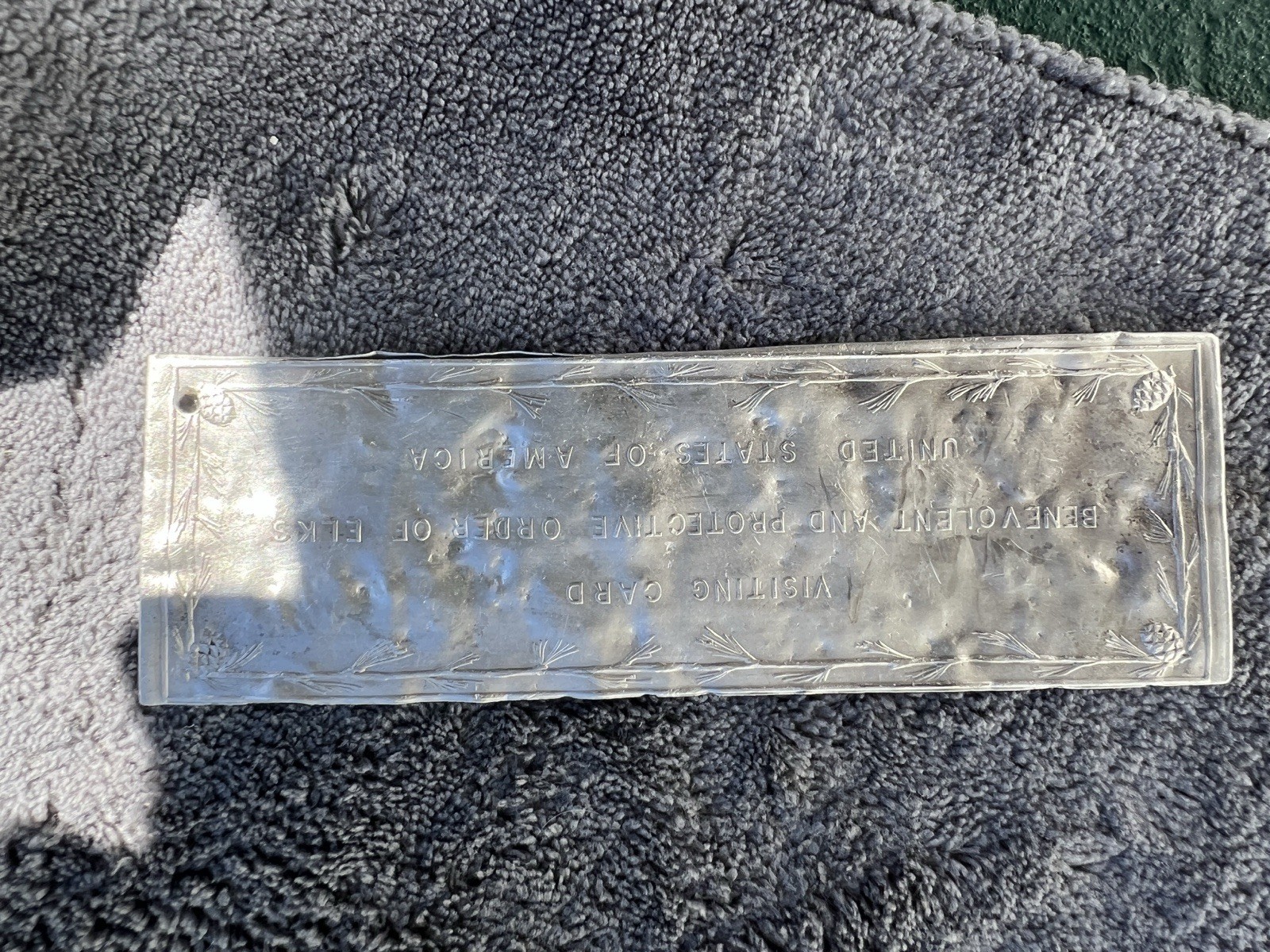 Antique Sterling Silver BPOE Elks Visiting Card Printing Plate Matrix - 15g RARE