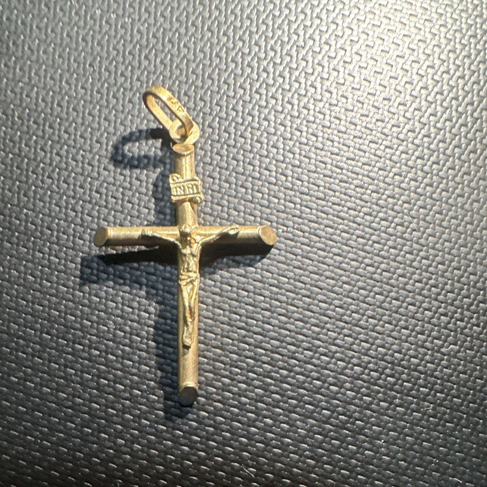 100% AUTHENTIC 10K Gold INRI Crucifix Cross Pendant
