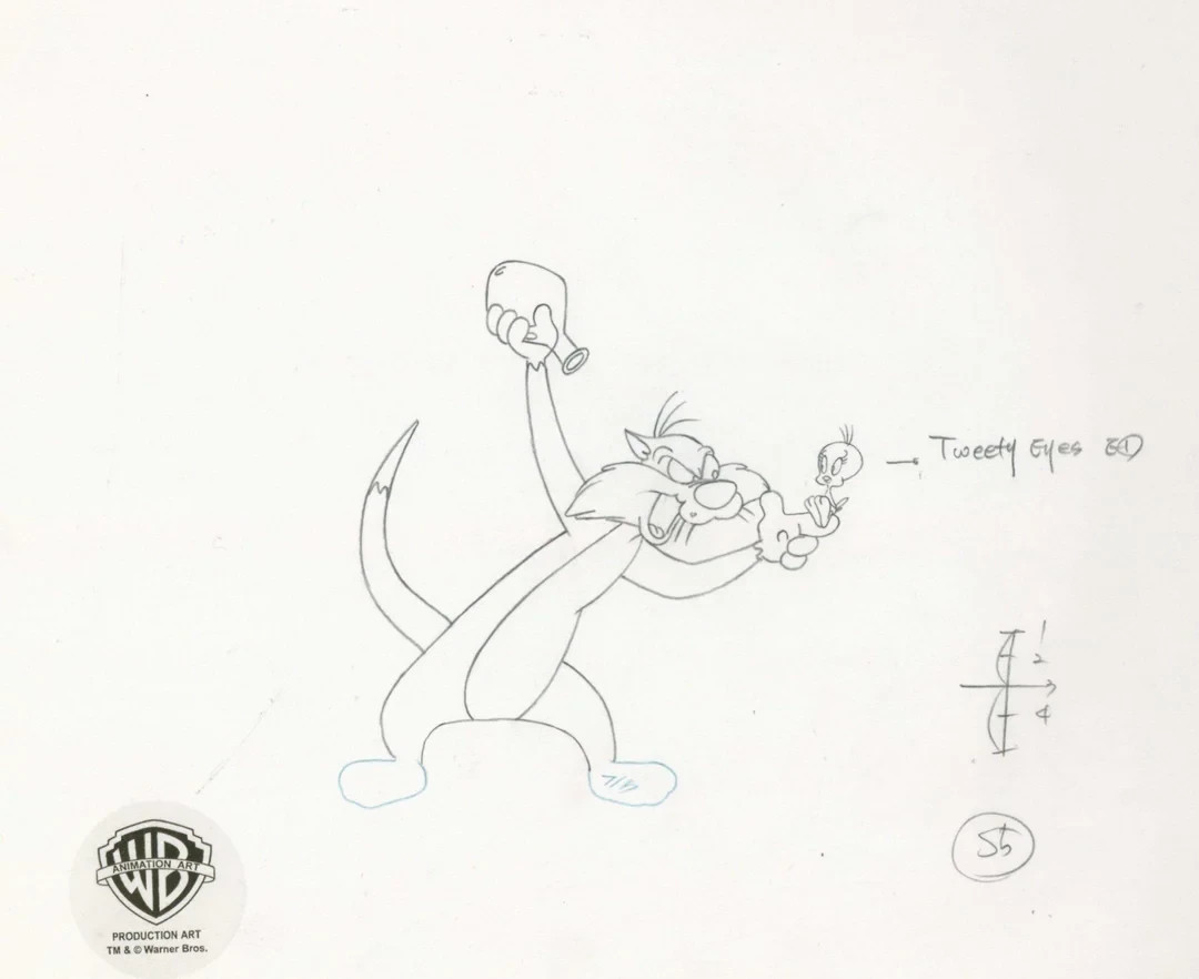 Looney Tunes- Sylvester and Tweety-Original Production Drawing