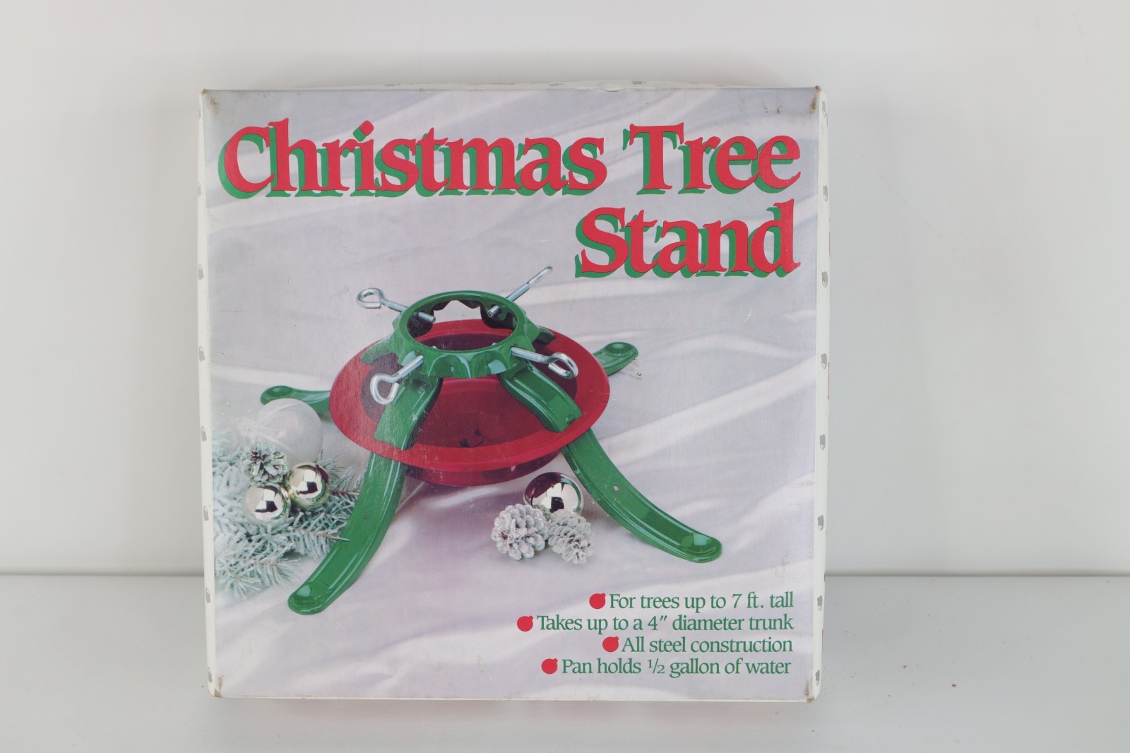 Deadstock Vintage 80s 90s Christmas Tree Stand Holder 7 ft Tall Tree Steel USA