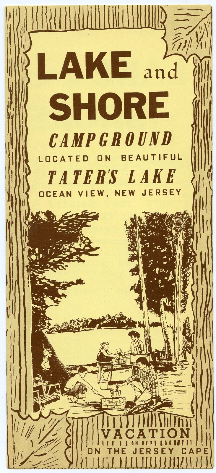 LAKE & SHORE CAMPGROUND Tater's Lake OCEAN VIEW NJ - vintage 1970's brochure