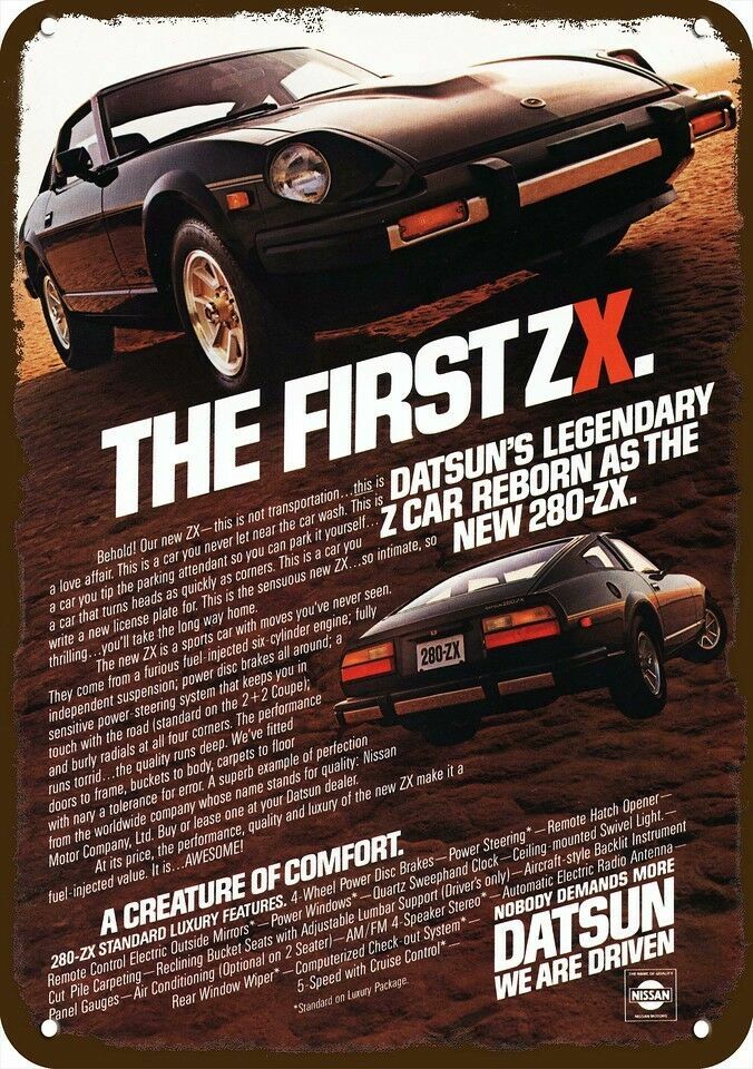 1979 DATSUN 280-ZX Sports Car 1st ZX Vintage-Look DECORATIVE REPLICA METAL SIGN