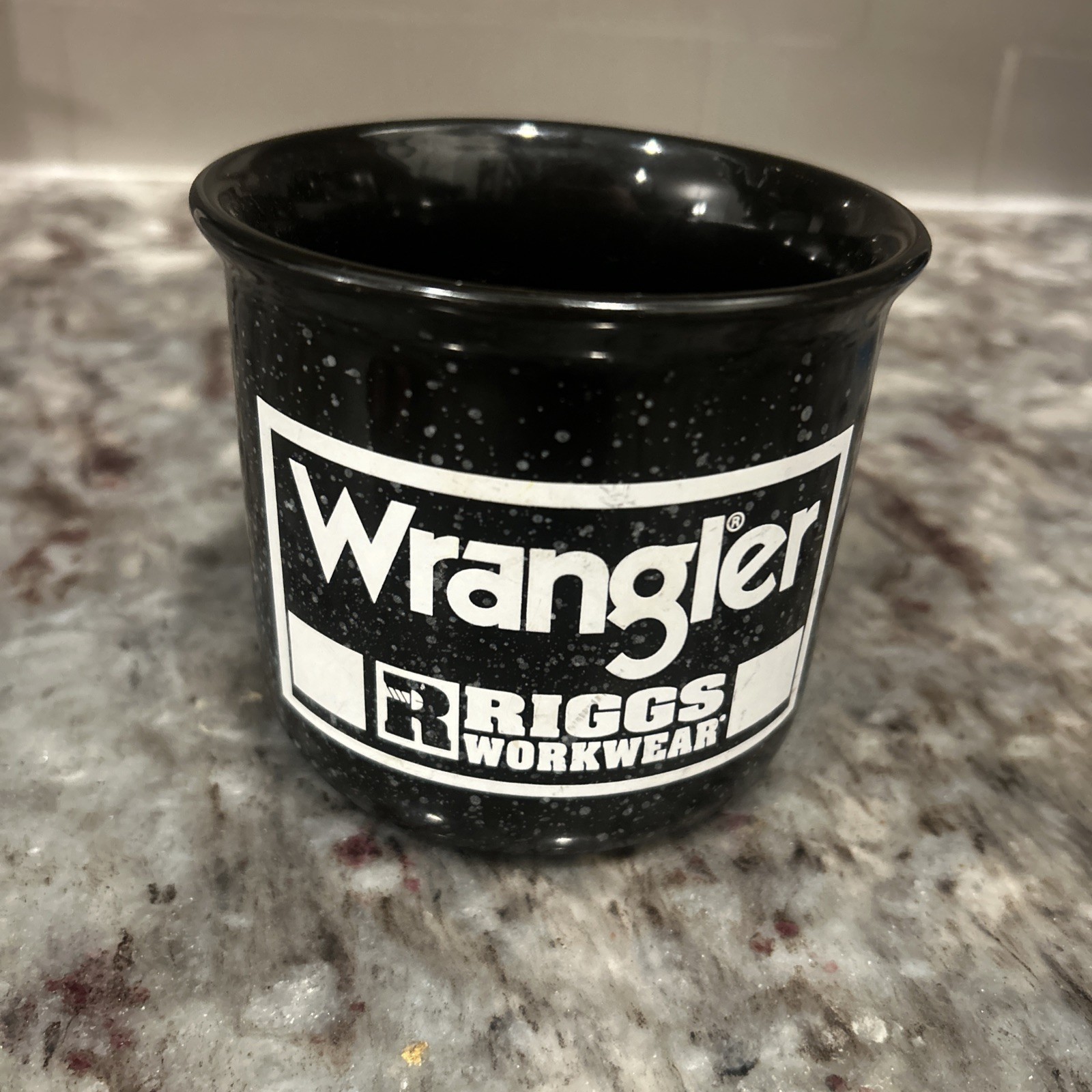 Wrangler Riggs Workwear New Black Speckled Ceramic Coffee Campfire Mug 12oz