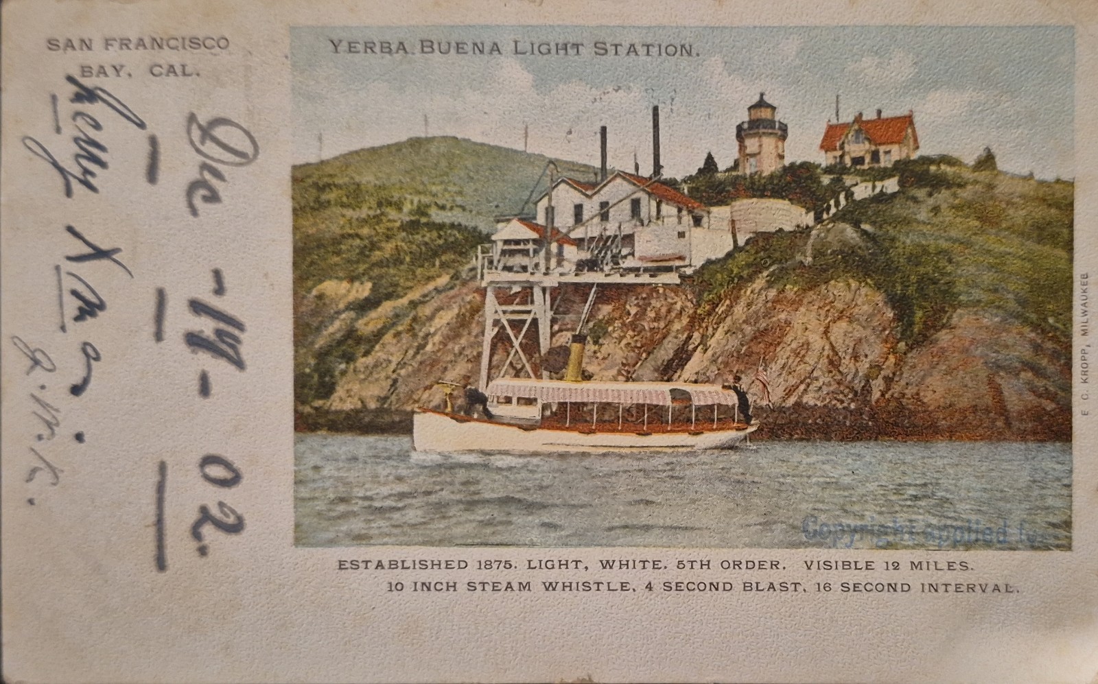 CA 1902 Yerba Buena Light Station PC ©️applied For San Francisco California ~ La