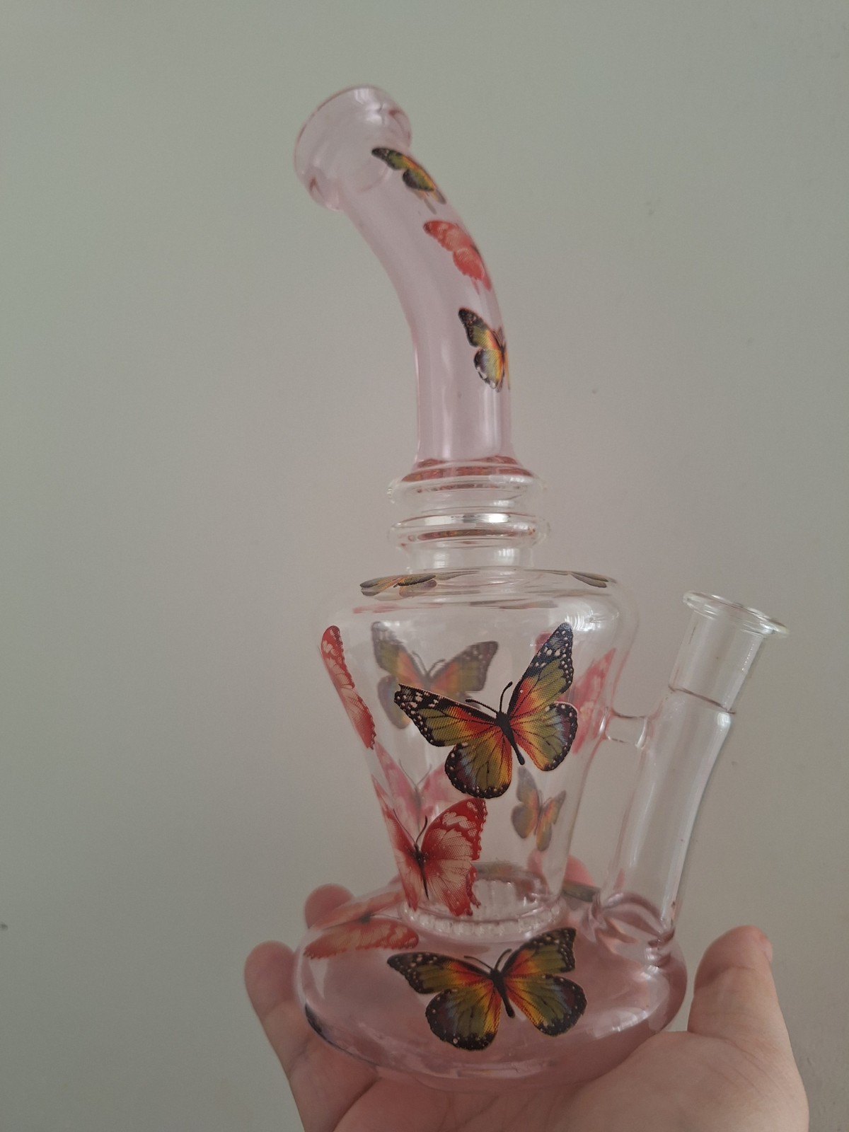 Pink Butterfly Bong Rig NEW 10 inches tall