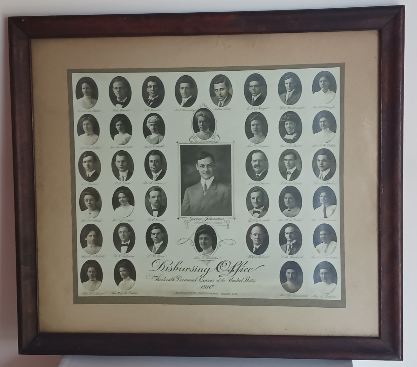 Antique Photograph Census Workers in the Disbursing Office 1910