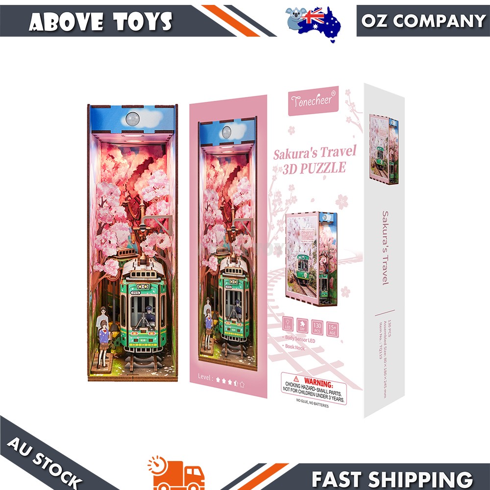 Tonecheer Sakura's Trave DIY Book Nook 3D Wooden Puzzle Model Kit