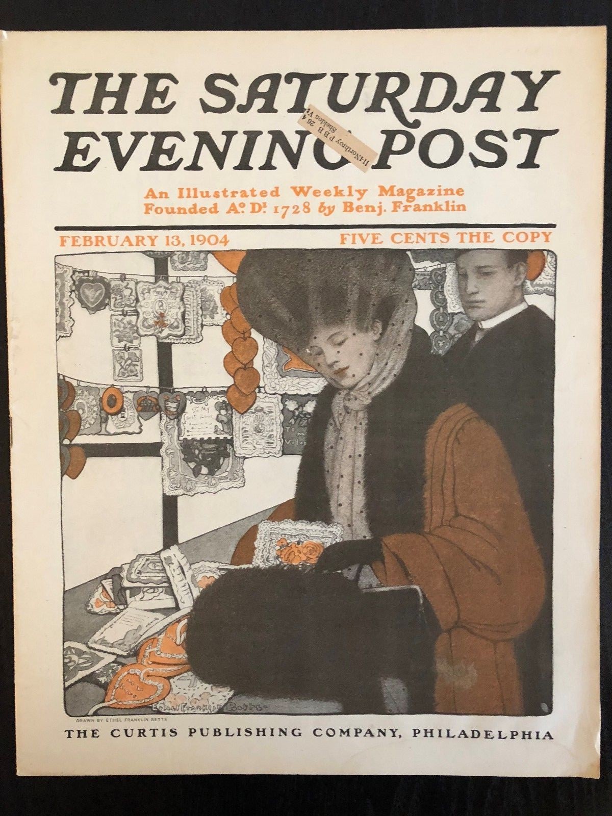 Illustrated  Saturday Evening Post Feb. 13, 1904 Ethel Franklin Betts Cover Art