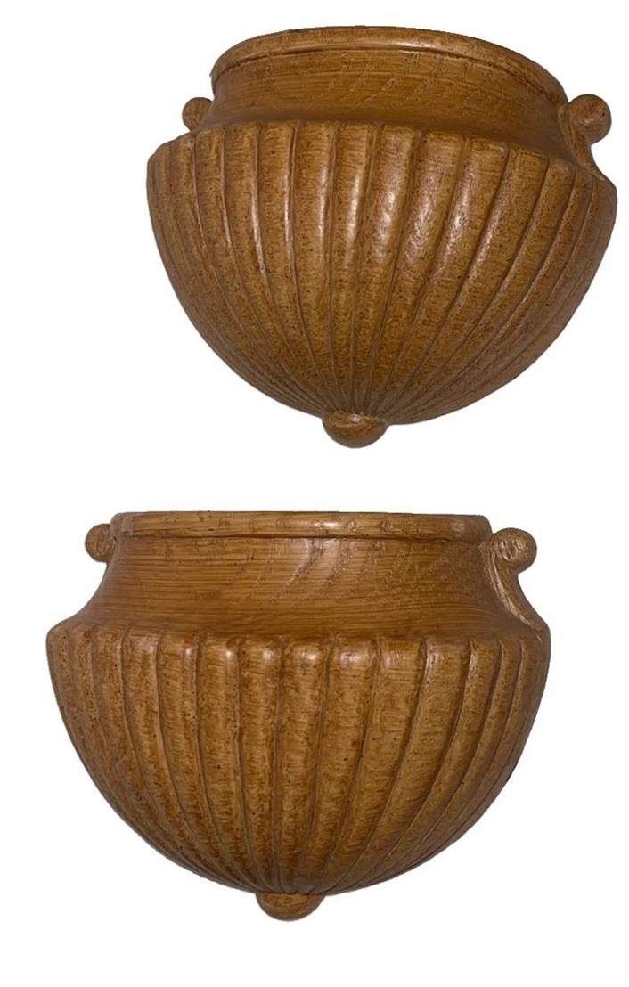 Cute Vintage Homco Hanging Wall Pockets Planters Home Interior Brown Set Of 2