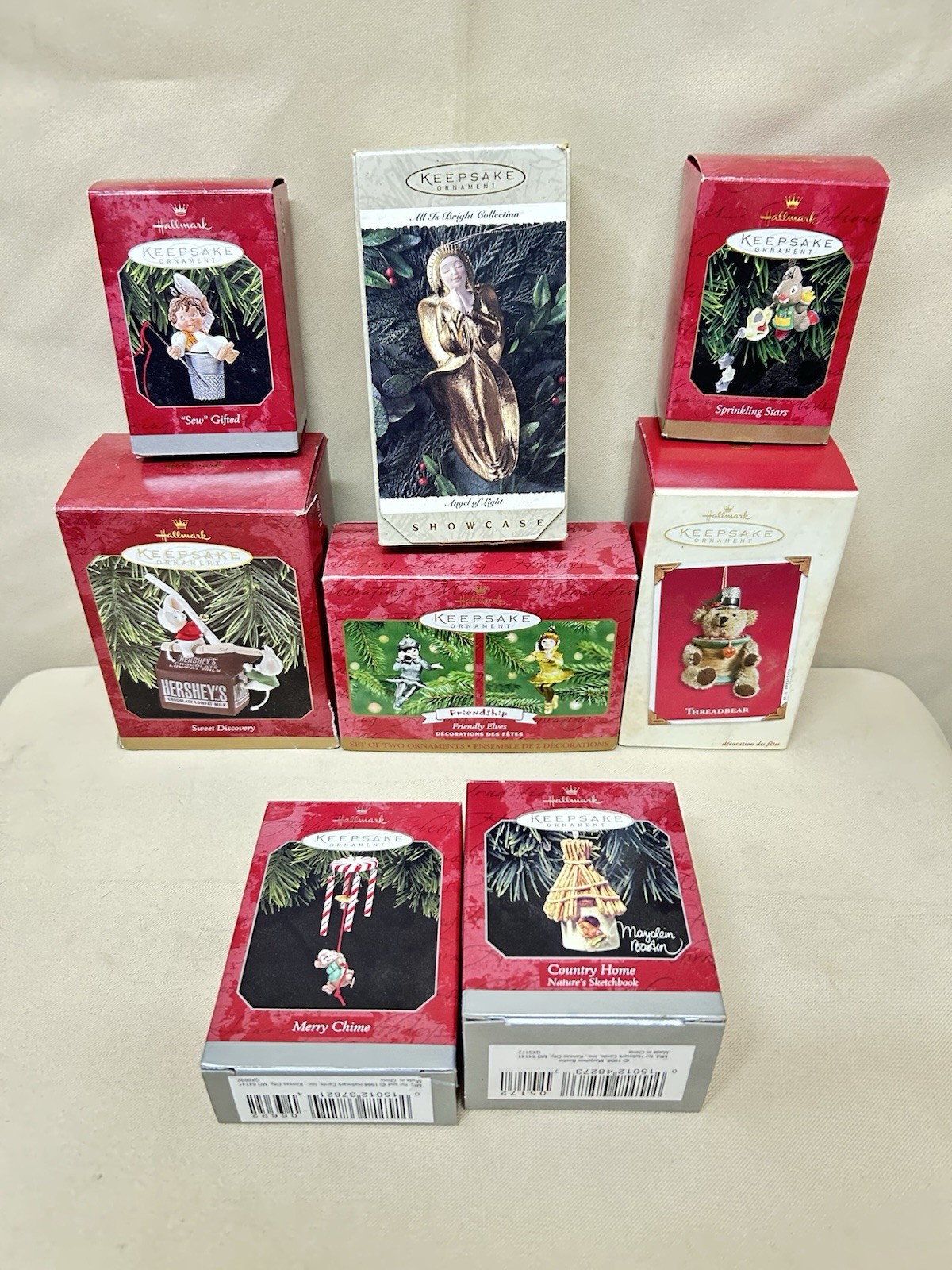 Lot 8 Vintage Hallmark Keepsake Christmas Ornaments 1997-2002 w/ Boxes Retired