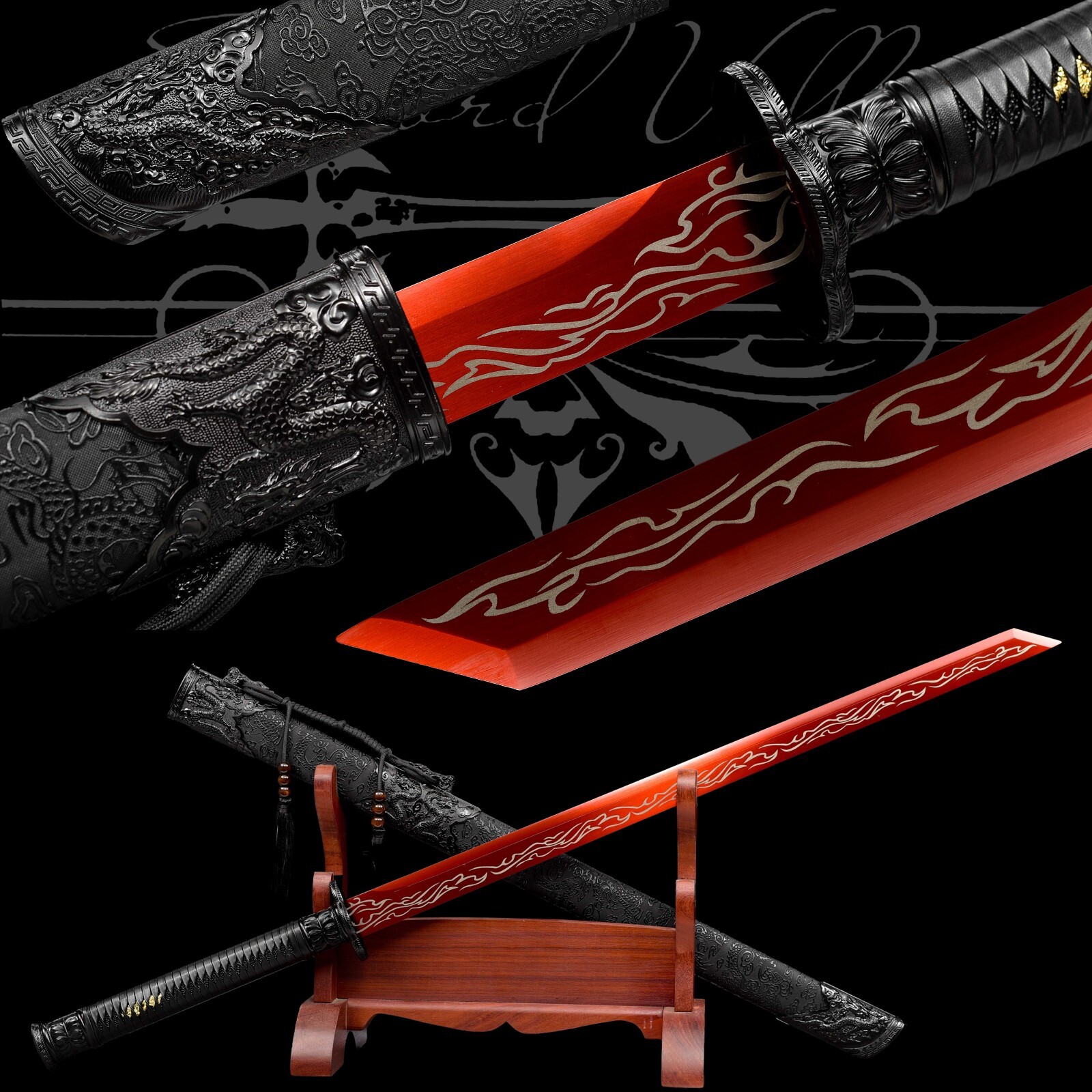 Handmade Sword/Real Katana/Full Tang/Fighting Master/High Manganese Steel/Combat