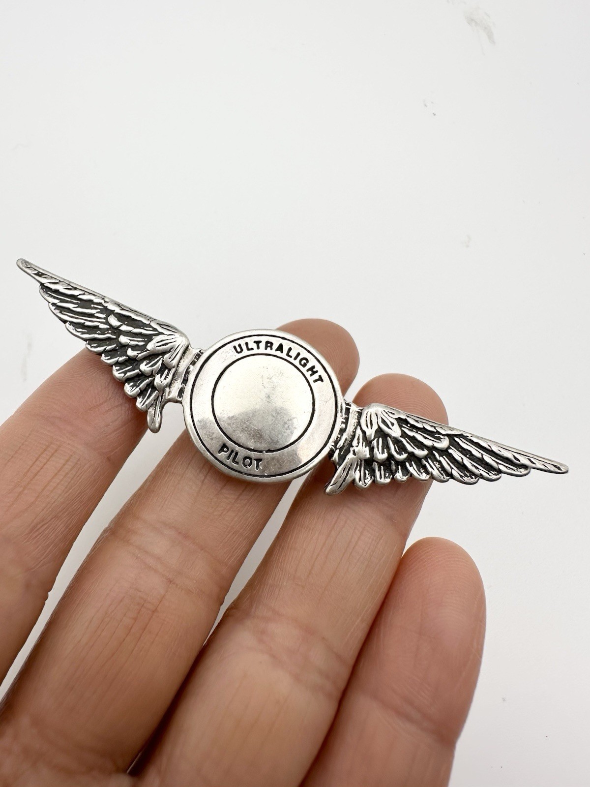 Vintage Ultralight Pilot Pin Badge Brooch Sterling Silver 