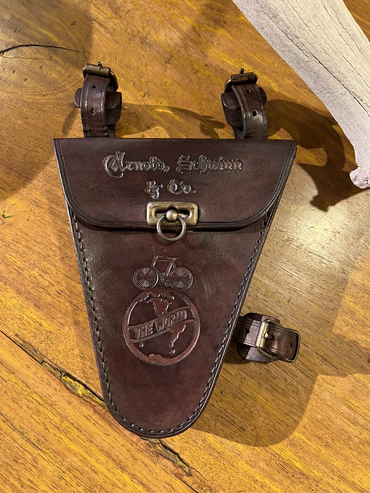 19th Cen. TOC-type Schwinn “The World” Triangle Tool Pouch 