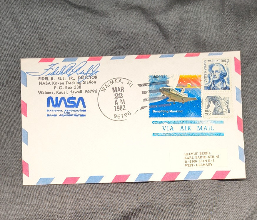 982 NASA STS-3 Columbia Launch Cover Kokee Hawaii Signed Director Fidel R Rul Jr