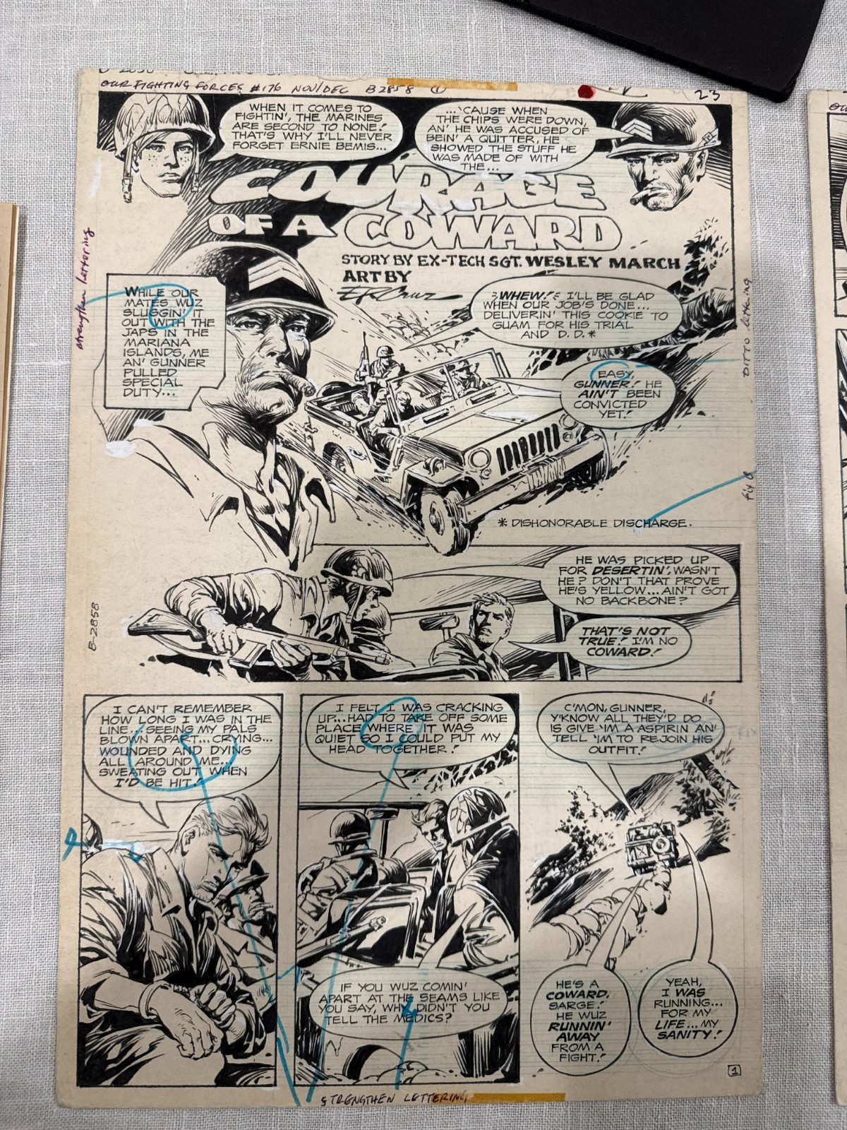 Fighting Forces #176, 4 page complete story ORIGINAL ART, DC Comics Nov/Dec 1977